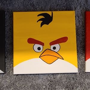 Set of 3 12x12 angry bird canvas paintings